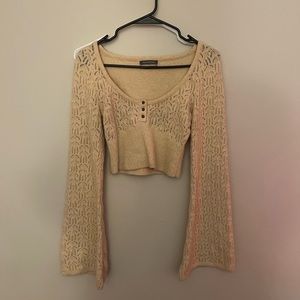 Urban Outfitters Flare long Sleeve Knit Cropped Top